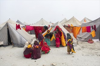 Devotees staying in tents, as they arrives to see, consecration ceremony of the Ram temple, in