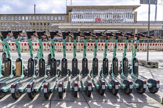 Parking space for e-scooters at the main railway station, provider Tier, in e-scooter sharing with