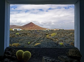 Volcanic landscape, view from the window of the Fundación César Manrique, César Manrique