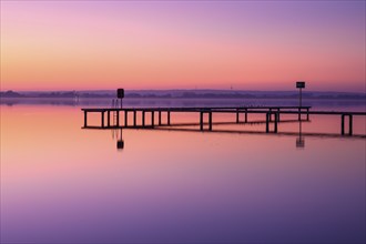 Sunset at Lake Dümmer, lake, jetty, Anlaeger, silence, vastness, night, mysterious, Lembruch, Lower