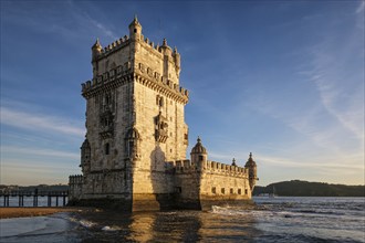 Belem Tower or Tower of St Vincent, famous tourist landmark of Lisboa and tourism attraction, on