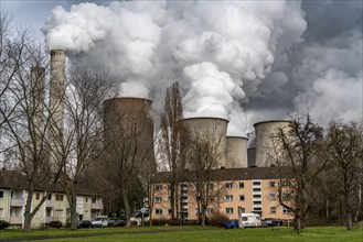 Lignite-fired power station, RWE Power AG Niederaußem power station, Auenheim district, directly at