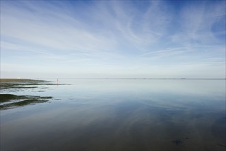 Cloud reflection in the mudflats, Wyk, Föhr, North Frisia, Schleswig-Holstein, Germany, Europe