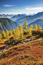 View from Finhaut over the unspoilt expanse of the Lower Valais with the Dent Blanche in the