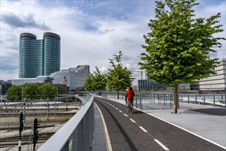 Utrecht, Netherlands, the Moreelsebrug, pedestrian and cyclist bridge over the tracks of Utrecht