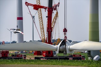 Dismantling of a wind power plant in a wind farm near Issum, 9 older wind turbines from the