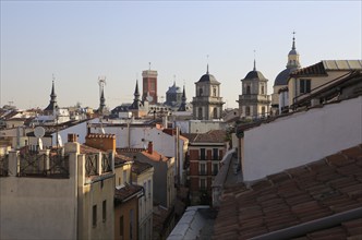 Rooftops of buildings from La Latina barrio, Madrid city centre, Spain, Europe