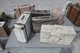 Detail of the memorial for deported Jews during the Nazi era at the DenkOrt Deportationen, 1941 to