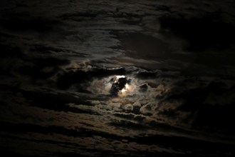 Full moon by the sea, Baltic Sea, September, Mecklenburg-Western Pomerania, Germany, Europe