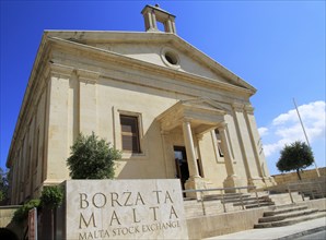 Stock Exchange building in former Garrison Chapel, Castille Square, Valletta, Malta, Europe