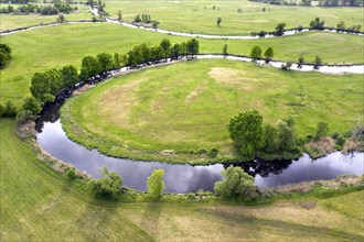 Aerial photo, natural course of the Spree, Mönchwinkel, 16 05 2023