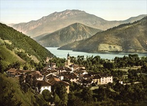 Pieve di Ledro, Lake Garda, Italy, Historical, digitally restored reproduction from a 19th century