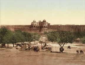 Agra, the Fort, India, digitally restored reproduction from a 19th century original, record date