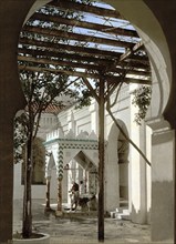 Fountain in the mosque El Kebir, Algiers, Algeria, ca 1890, Historical, digitally restored