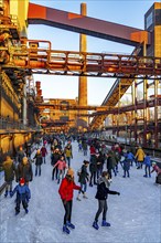 Ice rink at the Zollverein coking plant, Zollverein World Heritage Site, Essen, Germany, Europe