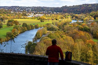 Viewpoint in the city forest of Essen-Kettwig, view of the Ruhr valley between Kettwig and