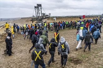 Many thousands of demonstrators march after a demonstration against the demolition of the lignite