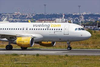 A Vueling Airbus A320 aircraft with the registration EC-LVP at Paris Orly Airport, France, Europe