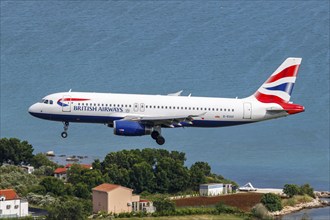 A British Airways Airbus A320 aircraft with the registration number G-EUUI at Split Airport,