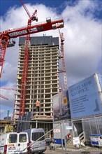 Shell of the Elbtower construction project, the architectural completion of Hafencity Hamburg, in