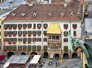 Golden Roof, late Gothic oriel at the New Court, Innsbruck Old Town, Innsbruck, Tyrol, Austria,