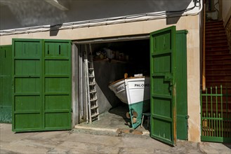 The fishing village of Cala Figuera, boat garage, on the south-east coast, Majorca, Spain, Europe