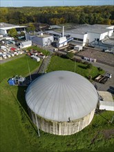 Biogas storage, pipelines of the Reterra biogas plant, biogas is produced in a fermenter over a