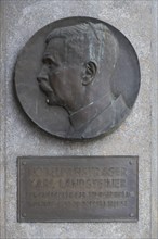 Commemorative plaque of Nobel Prize winner Karl Landsteiner, inventor of blood groups, Würzburg,