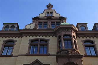 Gable and oriel of a town house (Art Nouveau built in 1901), Hauptstr. 44, Heidelberg,