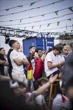 Scenes in the fan zone on Platz der Republik in front of the Reichstag building taken in Berlin, 29