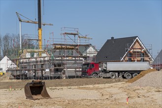 New development area, Am Schwan, in Wesel, where 70 detached and semi-detached houses are being