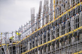 Construction site, new construction of a high-rise office building, facade of the shell,