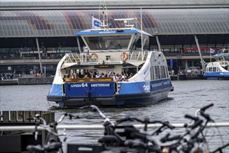 GVB ferries for pedestrians and cyclists across the river Ij, to Amsterdam Centraal station, free