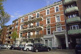 Europe, Germany, Hamburg, Rotherbaum, Architecture, Facade residential building with balconies,