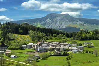 Picturesque village of Borée nestled in Monts d'Ardeche Regional Natural Park. Auvergne-Rhone-Alpes