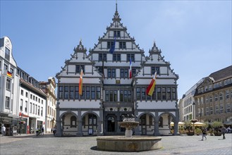 Town Hall on Rathausplatz, Weser Renaissance, Paderborn, Westphalia, North Rhine-Westphalia,