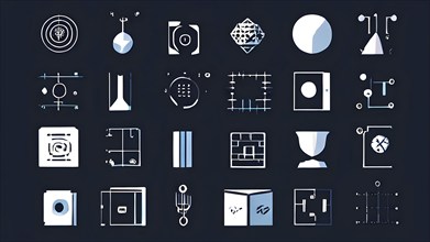 Minimalist illustration, abstract wallpaper as symbol for technical objects, AI generated