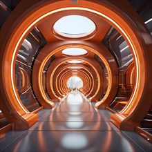 3d rendering of architecture visualization of a futuristic passageway, AI generated