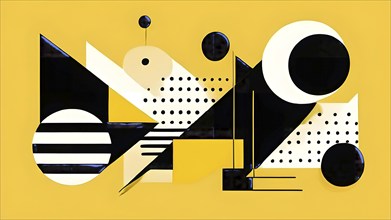 Minimalist illustration featuring abstract shapes in yellow color accent symbolizing fun and ease,