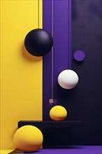 Minimalist illustration featuring abstract shapes in purple and yellow color accent symbolizing fun