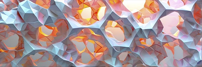 AI generated illustration of conceptual art piece where geometric shapes and organic forms blend in