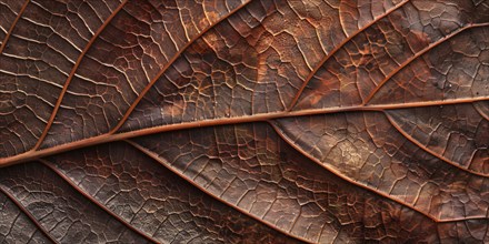 Close up of orange autumn leaf texture. KI generiert, generiert, AI generated