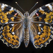 Extreme close-up of a painted lady butterfly (Vanessa cardui), AI generated