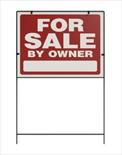 For sale by owner real estate yard sign isolated on a white background