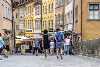 City view, old town with half-timbered houses. Bamberg, Upper Franconia, Bavaria, Germany, Europe