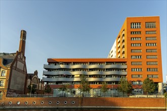 Residential buildings along Holzmarktstraße in Friedrichshain-Kreuzberg, view from the Spree,