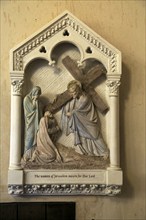 The women of Jerusalem mourn for Our Lord, stations of the cross, Ufford church, Suffolk, England,