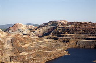 Opencast mineral extraction in the Minas de Riotinto mining area, Huelva province, Spain, Europe