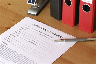 Blank form of an employment contract in English