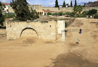 Moorish water cistern building inside Alcazaba fortress, Merida, Extremadura, Spain, Europe